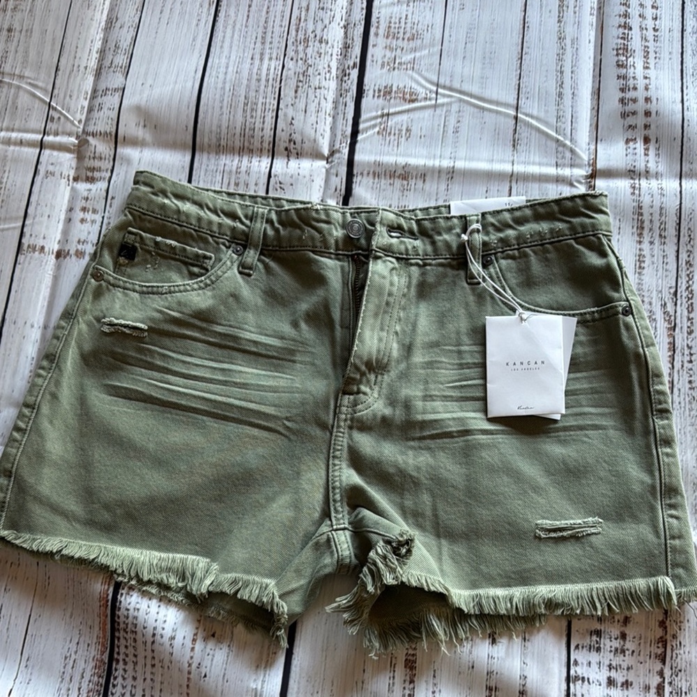 KanCan Green Jean Shorts Distressed Cut-Off